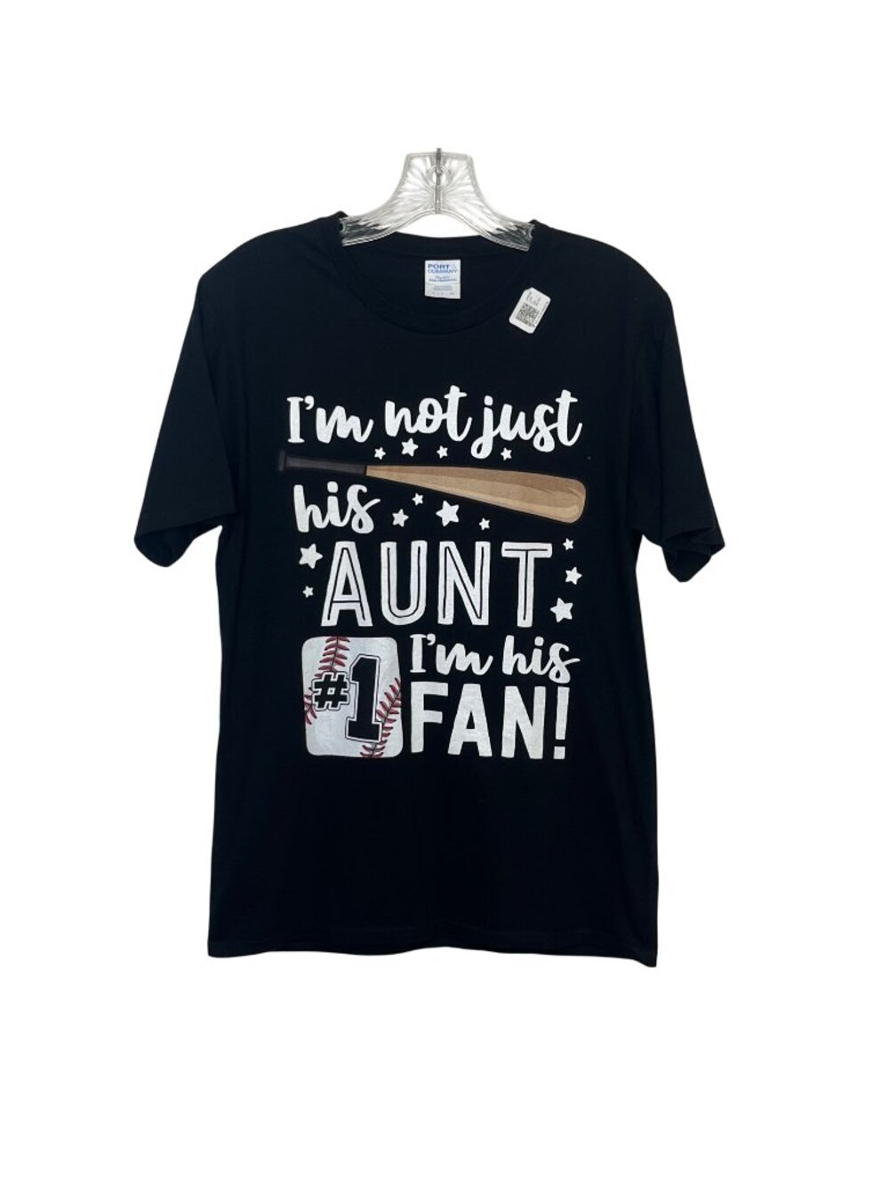 Im Not Just His Aunt Im‎ His #1 Fan Graphic Tshirt Small Black Port & Co